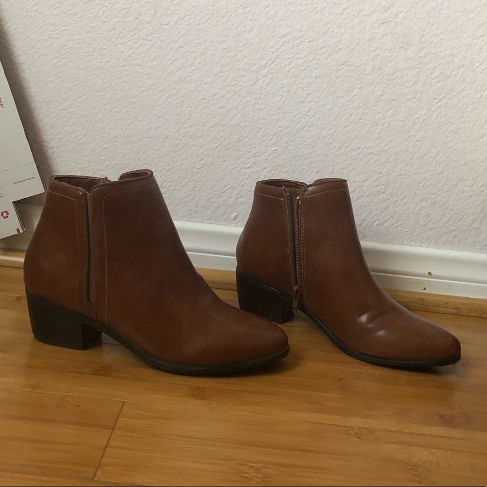 Faux leather ankle boots